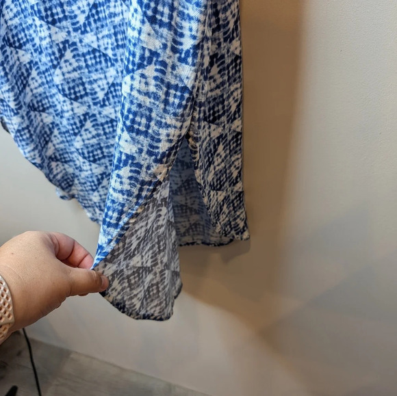 Sonoma Blue & White Button Front Tie Waist Short Sleeve Dress Women Large - Picture 7 of 13